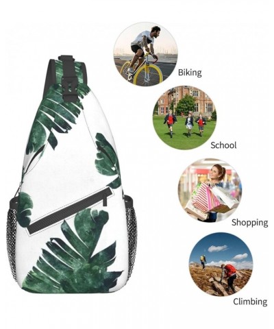 Durable Adjustable Outdoor Hiking Palm Tree Print Cross Chest Bag Diagonally Single Shoulder Backpack Palm Leaves $18.13 Cros...