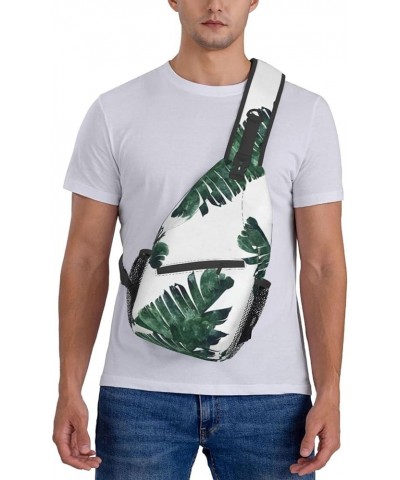 Durable Adjustable Outdoor Hiking Palm Tree Print Cross Chest Bag Diagonally Single Shoulder Backpack Palm Leaves $18.13 Cros...