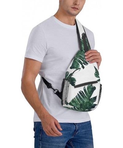 Durable Adjustable Outdoor Hiking Palm Tree Print Cross Chest Bag Diagonally Single Shoulder Backpack Palm Leaves $18.13 Cros...