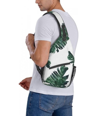 Durable Adjustable Outdoor Hiking Palm Tree Print Cross Chest Bag Diagonally Single Shoulder Backpack Palm Leaves $18.13 Cros...