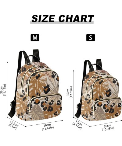 Cute African Animals Quilted Backpack for Women Women Small Backpack Purse Fashion Travel Backpack Tropical Brown Leaves Medi...