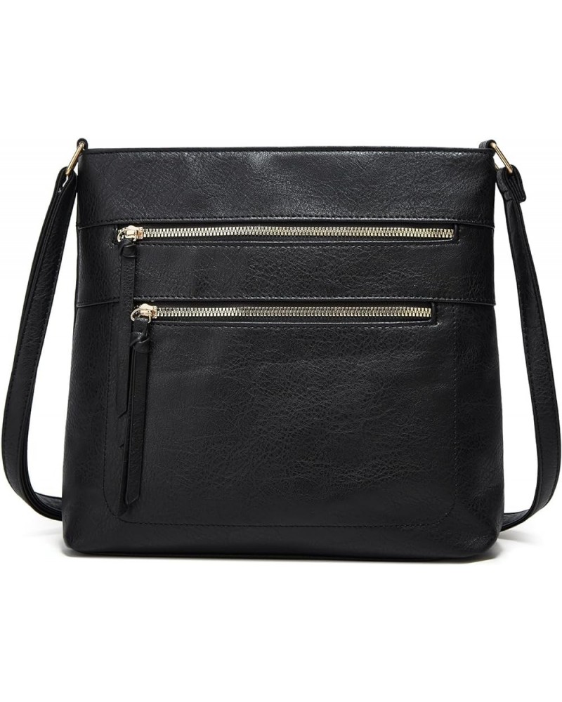 Crossbody Bag for Women Synthetic Leather Handbag Multipocket Shoulder Purse Shopper Work Satchel Black $28.41 Totes