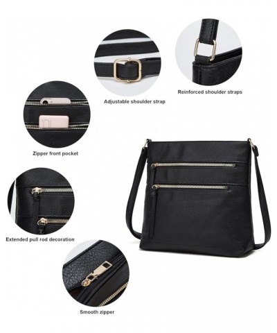 Crossbody Bag for Women Synthetic Leather Handbag Multipocket Shoulder Purse Shopper Work Satchel Black $28.41 Totes