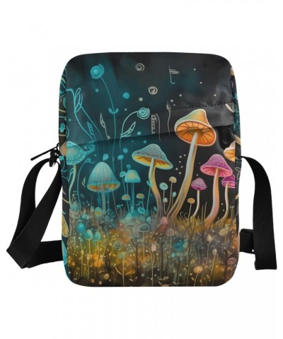 Mushroom Music Small Crossbody Sling Bag for Women Men, Zipper Closure Messenger Bags Purse with Card Phone Passport Compartm...