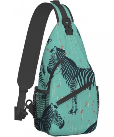 Retro Animal Zebra Pattern Sling Bag Crossbody Backpack Hiking Daypack Shoulder Bag Chest Bag for Hiking Walking Travel $11.8...