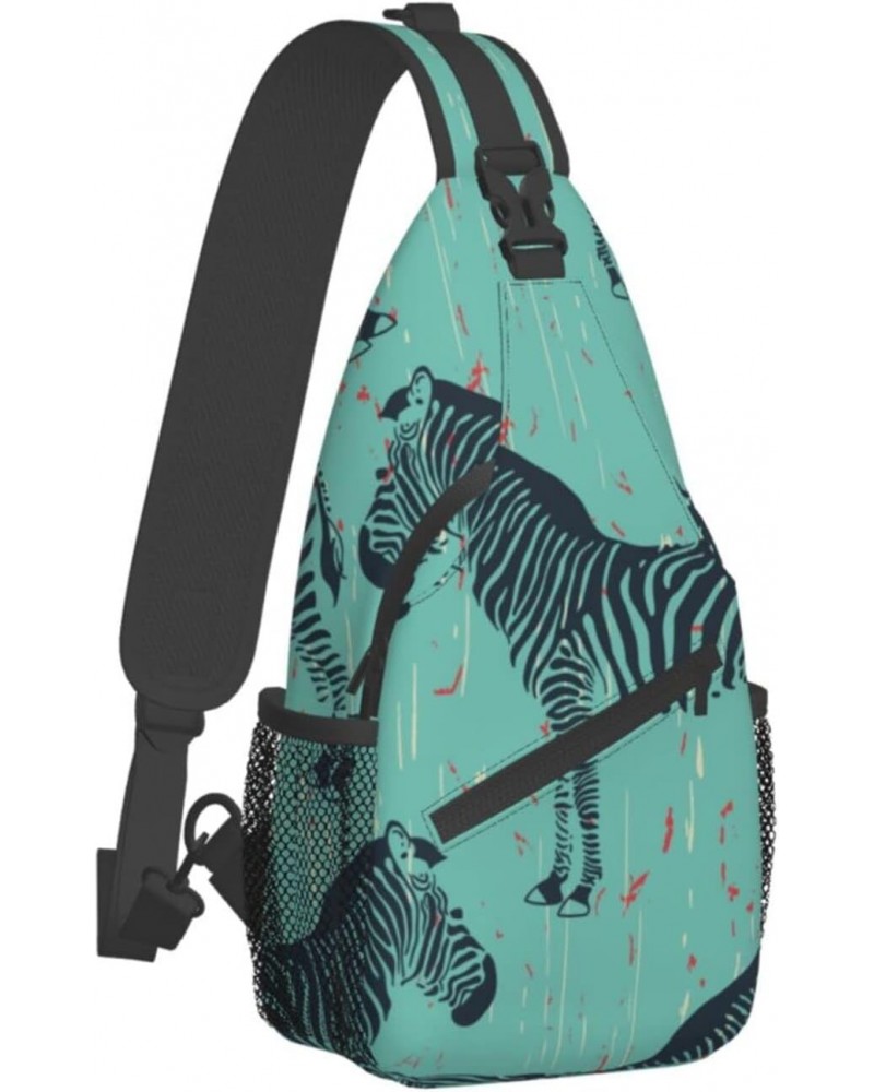 Retro Animal Zebra Pattern Sling Bag Crossbody Backpack Hiking Daypack Shoulder Bag Chest Bag for Hiking Walking Travel $11.8...