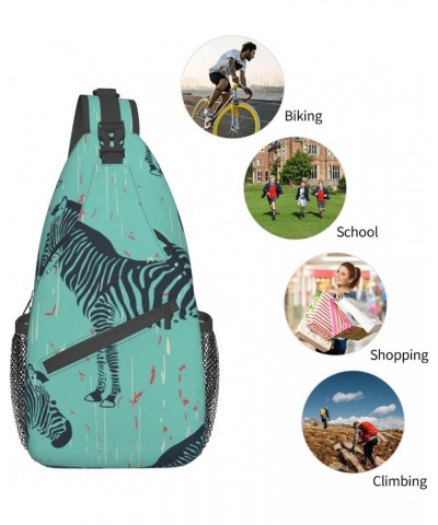 Retro Animal Zebra Pattern Sling Bag Crossbody Backpack Hiking Daypack Shoulder Bag Chest Bag for Hiking Walking Travel $11.8...