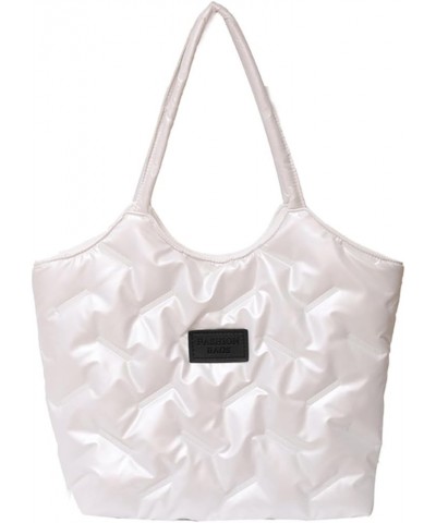 Puffer Tote Bag For Women Quilted Puffy Hobo Handbag Lightweight Padded Down Winter Shoulder Bag White $12.41 Totes