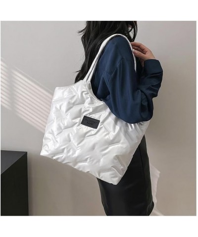 Puffer Tote Bag For Women Quilted Puffy Hobo Handbag Lightweight Padded Down Winter Shoulder Bag White $12.41 Totes