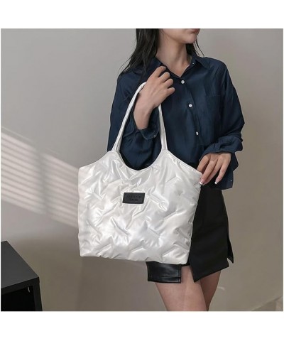 Puffer Tote Bag For Women Quilted Puffy Hobo Handbag Lightweight Padded Down Winter Shoulder Bag White $12.41 Totes