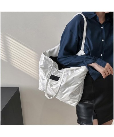 Puffer Tote Bag For Women Quilted Puffy Hobo Handbag Lightweight Padded Down Winter Shoulder Bag White $12.41 Totes