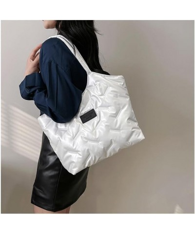 Puffer Tote Bag For Women Quilted Puffy Hobo Handbag Lightweight Padded Down Winter Shoulder Bag White $12.41 Totes