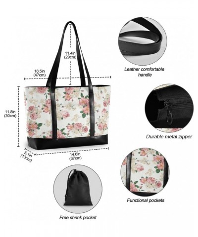 Women's Tote Shoulder Bag Flower Rainbow Flag Capacity Handbag $24.63 Shoulder Bags