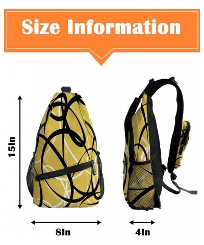 Sling Bag Crossbody Bag for Women Men Geometric White Lines Waterproof Hiking Backpack Lightweight Chest Shoulder Bag Daypack...