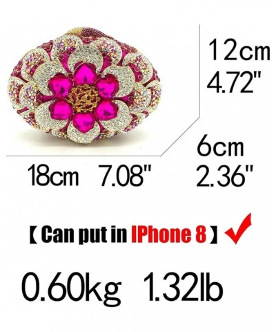 Fuchsia Women Crystal Clutch Flower Evening Purse Handbag Wedding Bridal Chain Shoulder Bag A $42.56 Evening Bags