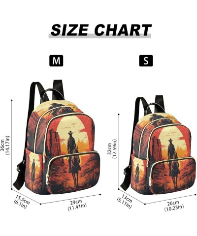 American Sunset Cowboy Women Backpack Purse Ladies Fashion Shoulder Bag Daypack Travel Bag 10L Small $20.99 Backpacks