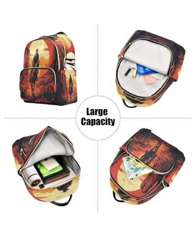 American Sunset Cowboy Women Backpack Purse Ladies Fashion Shoulder Bag Daypack Travel Bag 10L Small $20.99 Backpacks