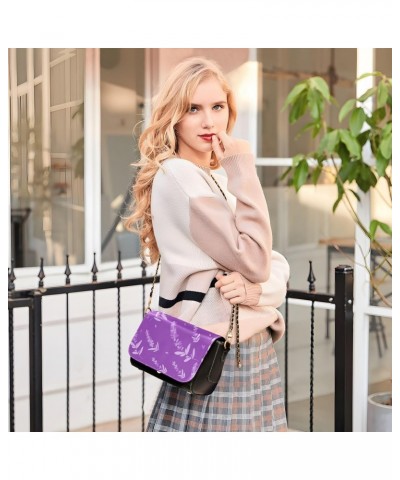 Violet Lavender PU Leather Crossbody Handbag for Women Shoulder Purse with Adjustable Metal Chain Waterproof Cell Phone Purse...