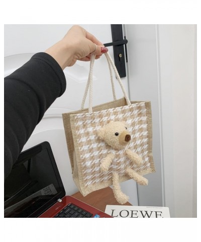 Ins simplicity fashion cuteness Bear handbag cartoon canvas bag portable fashionable cloth bag Cow Black $15.18 Totes