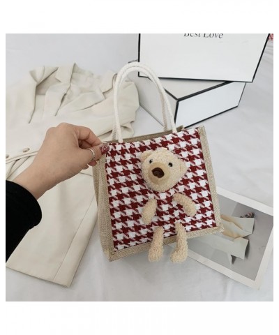 Ins simplicity fashion cuteness Bear handbag cartoon canvas bag portable fashionable cloth bag Cow Black $15.18 Totes