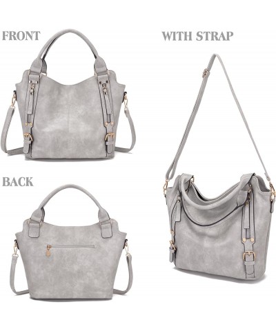 Purses for Women Large Shoulder Handbag Tote PU Leather Hobo Crossbody Bag Ladies Wallet Set 4pcs GreyK $18.80 Totes