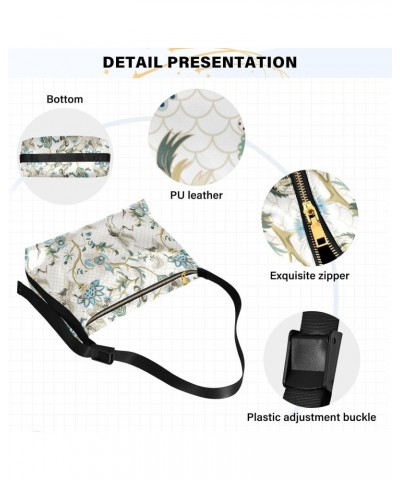 Crossbody Bag for Women Men Trendy Japanese Crane Bird Leather Casual Hobo Shoulder Bags Purses with Adjustable Strap Floral ...