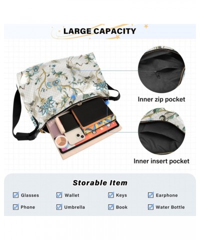 Crossbody Bag for Women Men Trendy Japanese Crane Bird Leather Casual Hobo Shoulder Bags Purses with Adjustable Strap Floral ...