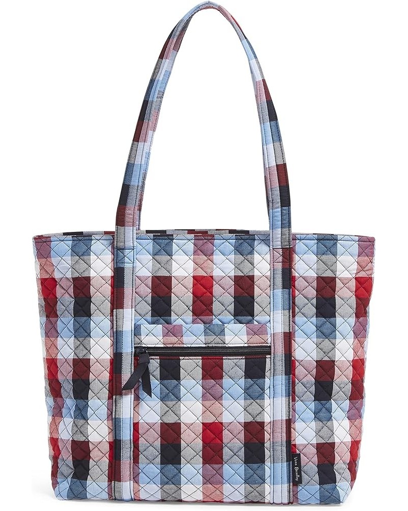 Womens Cotton Vera Tote Bag Patriotic Plaid - Recycled Cotton $28.60 Totes