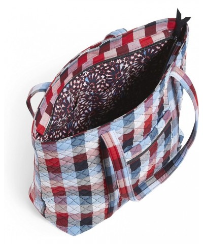 Womens Cotton Vera Tote Bag Patriotic Plaid - Recycled Cotton $28.60 Totes