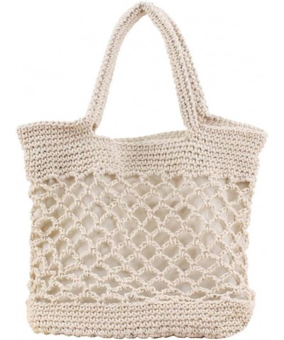 Cotton Woven Bag Net Bag Women Woven Tote Handbag Large Beach Accessories for Women (Beige) Beige $10.44 Backpacks