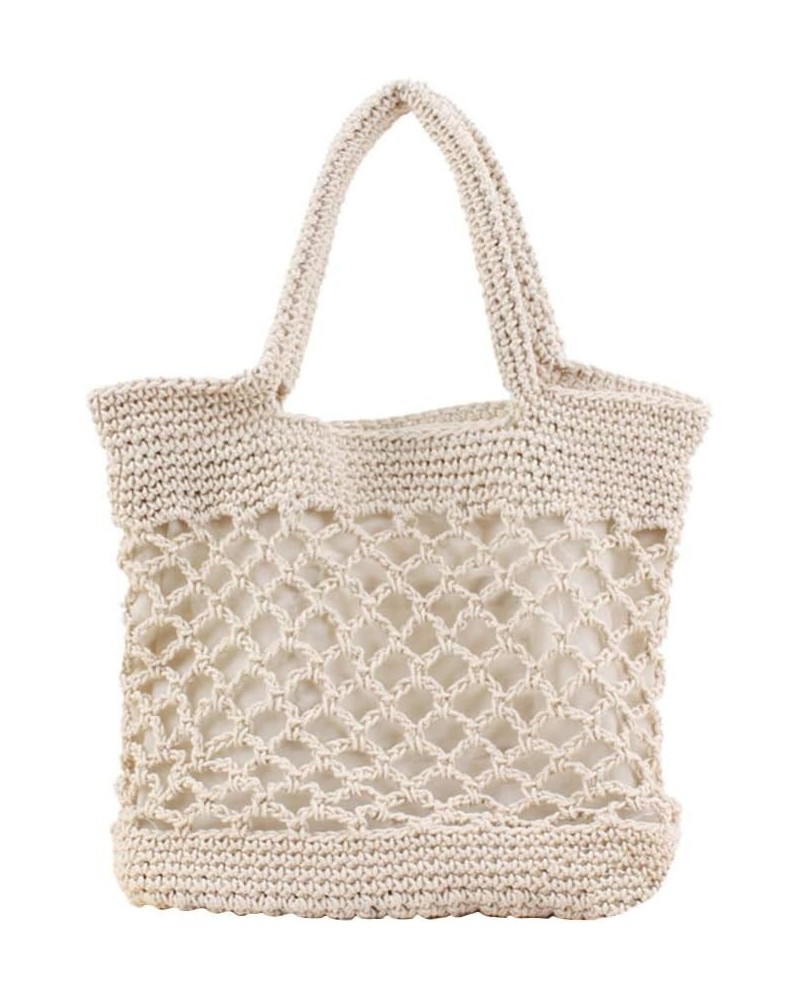 Cotton Woven Bag Net Bag Women Woven Tote Handbag Large Beach Accessories for Women (Beige) Beige $10.44 Backpacks