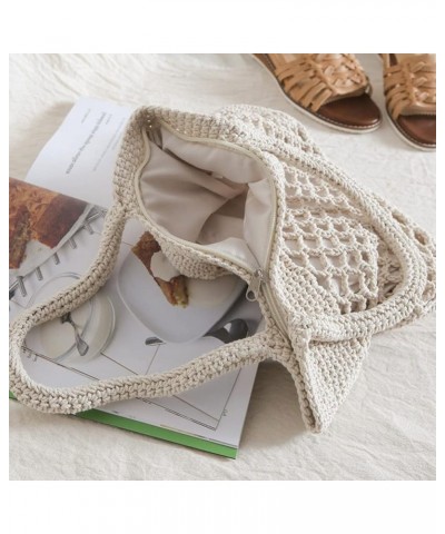 Cotton Woven Bag Net Bag Women Woven Tote Handbag Large Beach Accessories for Women (Beige) Beige $10.44 Backpacks