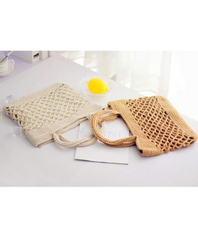 Cotton Woven Bag Net Bag Women Woven Tote Handbag Large Beach Accessories for Women (Beige) Beige $10.44 Backpacks