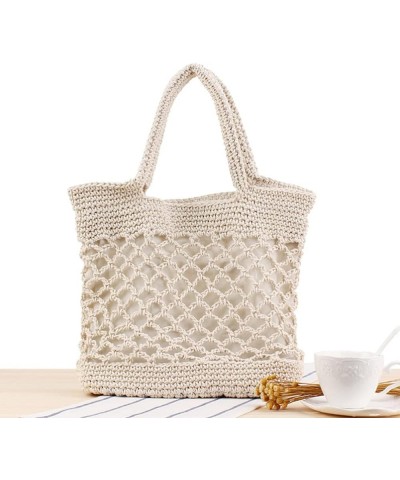 Cotton Woven Bag Net Bag Women Woven Tote Handbag Large Beach Accessories for Women (Beige) Beige $10.44 Backpacks