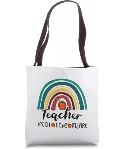 Teach inspire cute Sunflower love teacher school rainbow Tote Bag $14.00 Totes