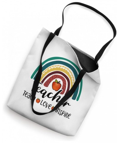 Teach inspire cute Sunflower love teacher school rainbow Tote Bag $14.00 Totes