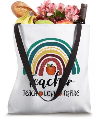 Teach inspire cute Sunflower love teacher school rainbow Tote Bag $14.00 Totes