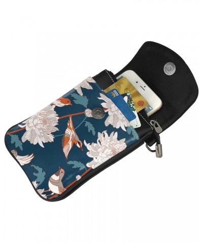 Birds and Chrysanthemums Pattern Small Crossbody Bags for Women Trendy Crossbody Bag Leather Cell Phone Shoulder Purses $20.0...