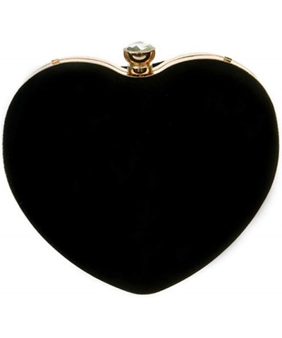 Women Heart Shape Clutch Purse Velvet Shoulder Bag Evening Handbags Black $16.52 Evening Bags