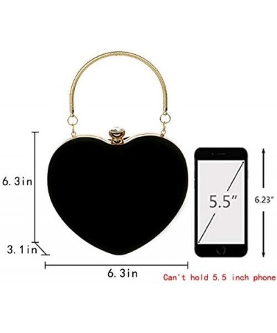 Women Heart Shape Clutch Purse Velvet Shoulder Bag Evening Handbags Black $16.52 Evening Bags