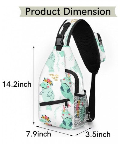 Cute Manatees Floral Wreaths Sling Bag for Women Crossbody Backpack Purse Shoulder Casual Daypack Cross Body Bags for Travel ...