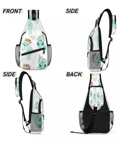 Cute Manatees Floral Wreaths Sling Bag for Women Crossbody Backpack Purse Shoulder Casual Daypack Cross Body Bags for Travel ...