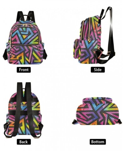 Rainbow Geometric Women Backpack Purse Shoulder Bag Color Small $16.50 Backpacks