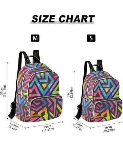 Rainbow Geometric Women Backpack Purse Shoulder Bag Color Small $16.50 Backpacks