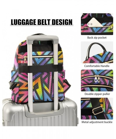 Rainbow Geometric Women Backpack Purse Shoulder Bag Color Small $16.50 Backpacks