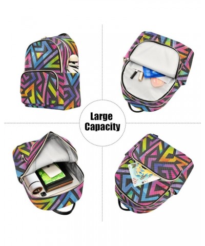 Rainbow Geometric Women Backpack Purse Shoulder Bag Color Small $16.50 Backpacks