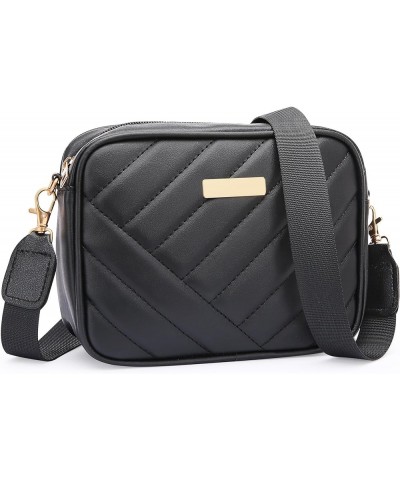 crossbody bags for women trendy cross body leather travel purses for women's crossbody handbags purses Quilted Black $13.24 C...