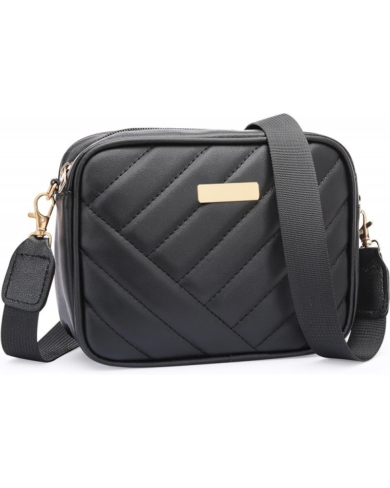 crossbody bags for women trendy cross body leather travel purses for women's crossbody handbags purses Quilted Black $13.24 C...