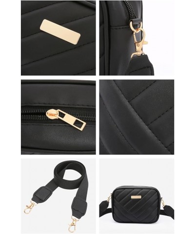 crossbody bags for women trendy cross body leather travel purses for women's crossbody handbags purses Quilted Black $13.24 C...