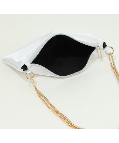 Shoulder Bag Satin Bag Evening Bag 2000s Purses for Women Trendy Y2k Purse Silver Clutch Silver $14.15 Shoulder Bags